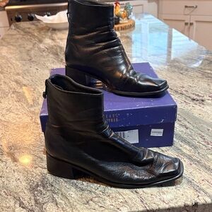 Black Leather Stuart Weitzman  Ankle Boots